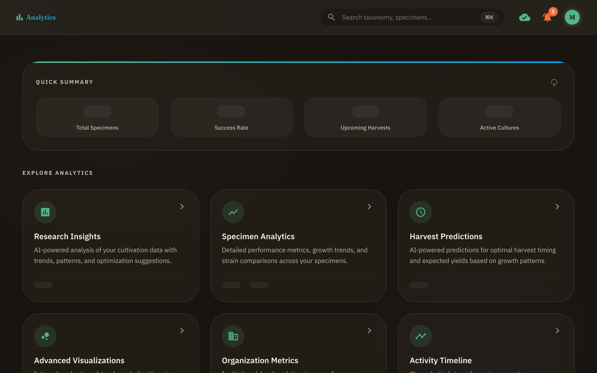 WeMush Yield Analytics with bar charts and production metrics